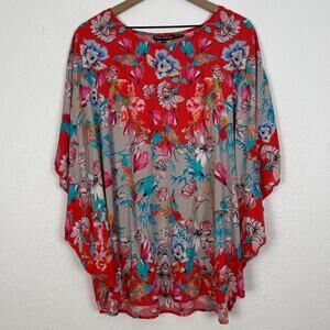 Tolani Collection Floral Caftan Tunic Top Boho Resort Size 2XP